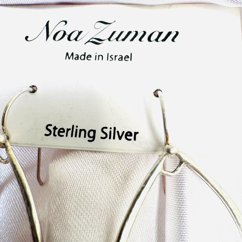 New Noa Zuman 925 Sterling Silver Textured Teardrop Dangle Earrings Handmade - Picture 5 of 9